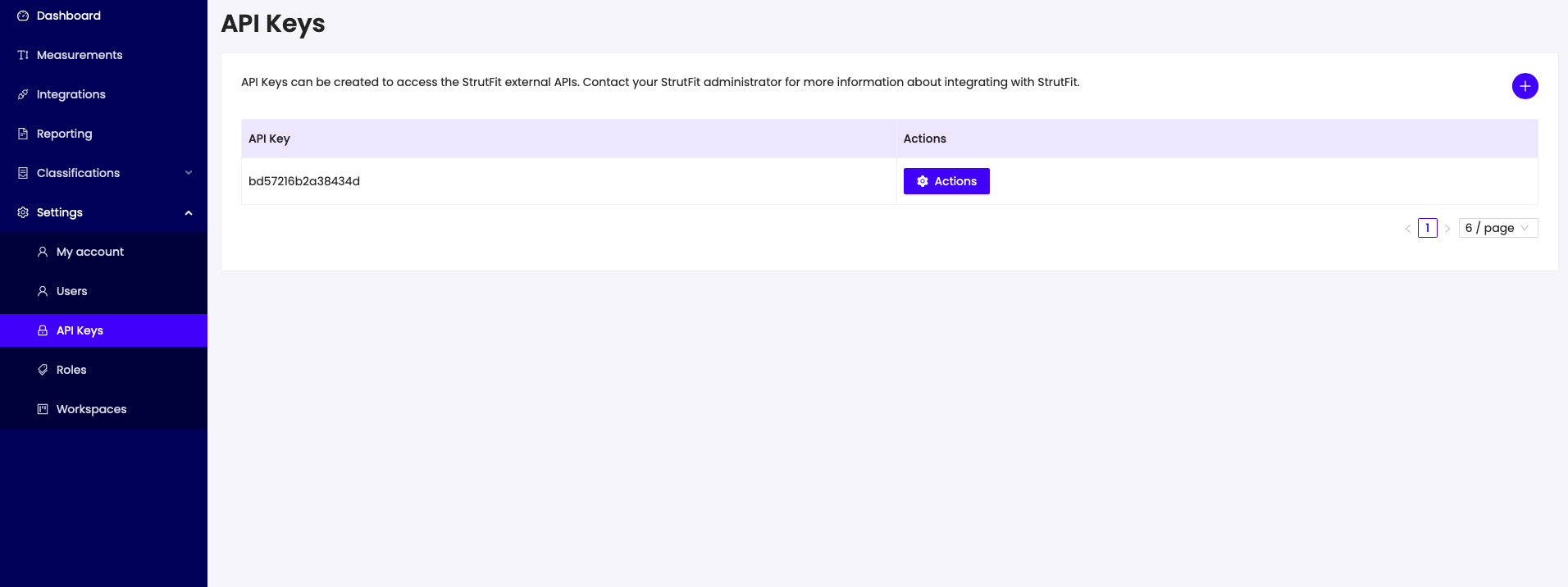 StrutFit Settings and API Keys