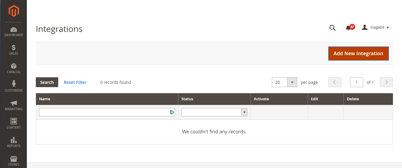Add New Integration button